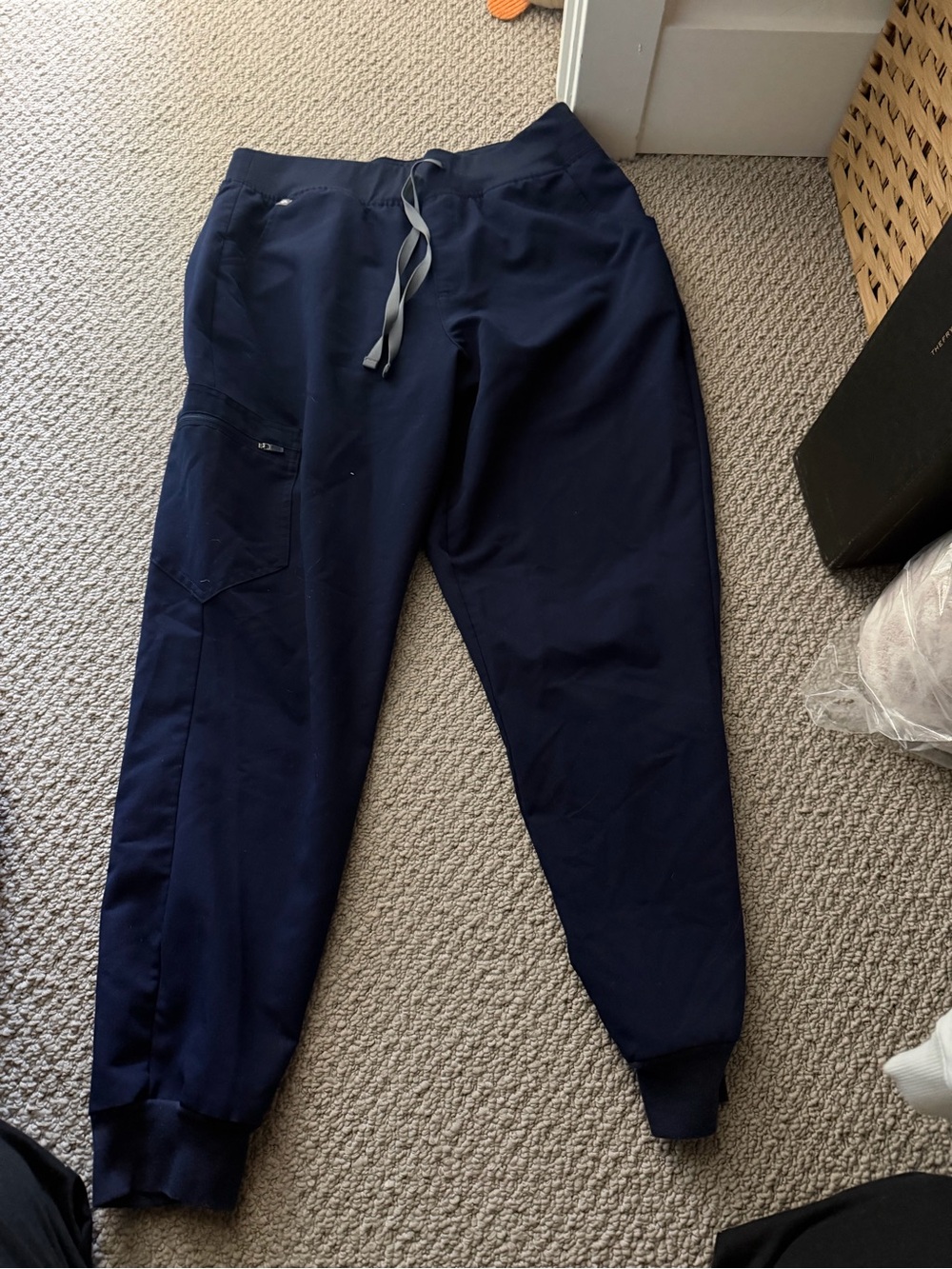 Women’s Navy Jogger Pants with Drawstring Waist Figs